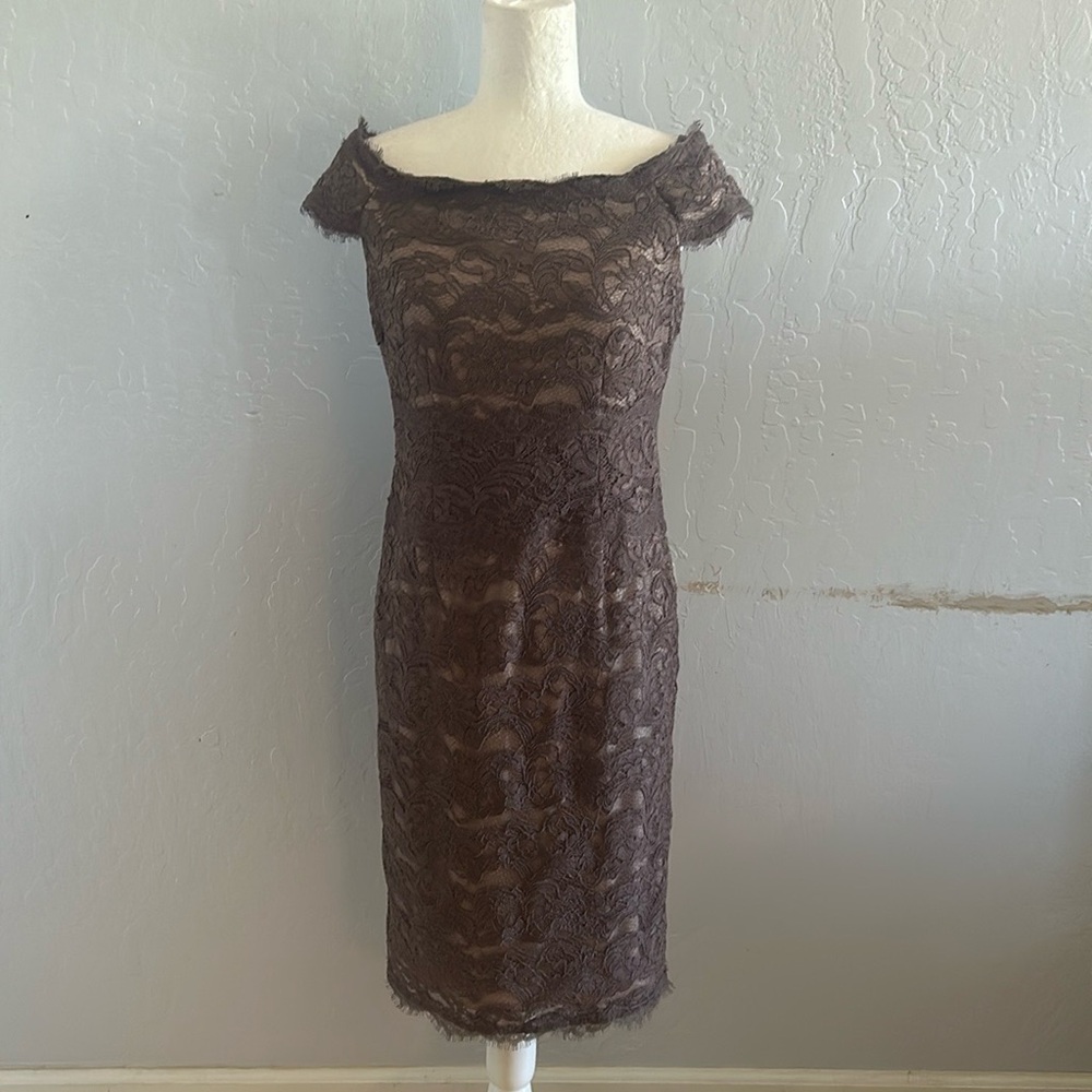 Adrianna Papell Brown Lace Dress